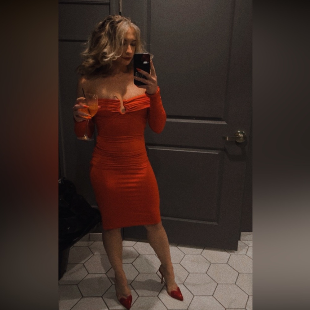 Oh Polly Vibrant Red Off-Shoulder Dress